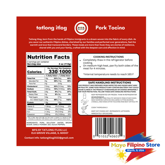 Tatlong Itlog Pork Tocino 12oz 340g