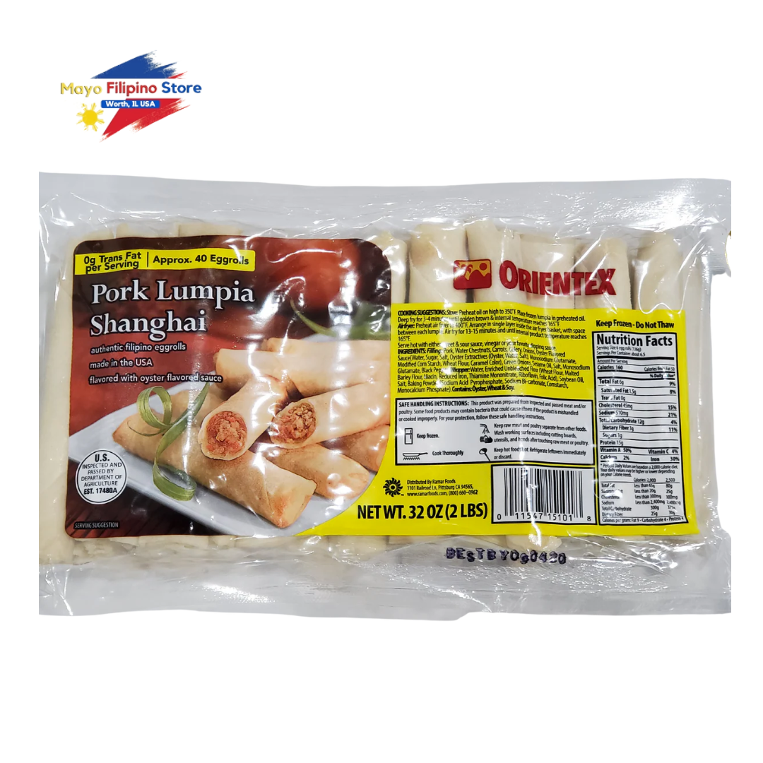 Orientex Pork Lumpia Shanghai Style Authentic Filipino Eggroll