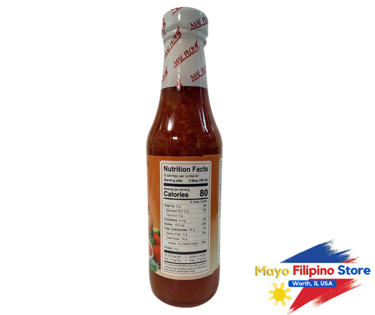 Bottle of sauce with a label on a white background, featuring the Mayo Filipino Store logo.