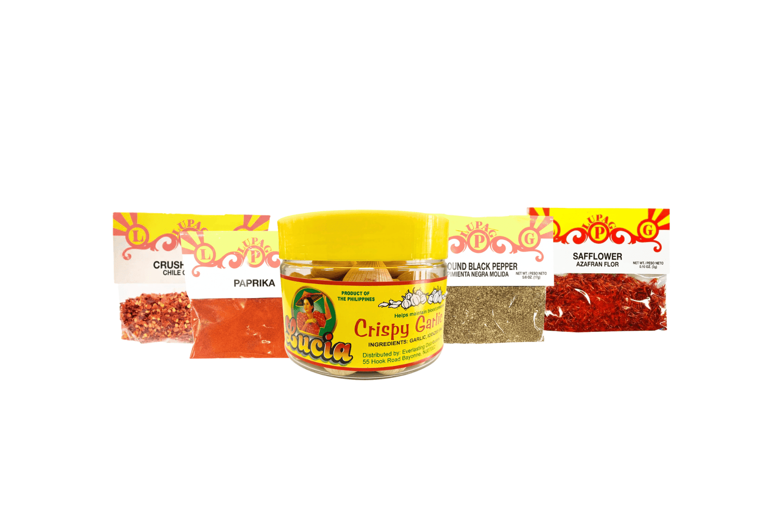 Filipino Condiments, Black Pepper, Safflower, Paprika, Bay Leaves