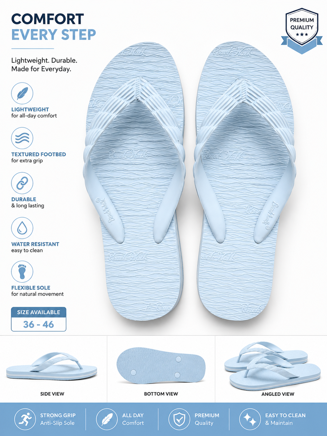 Beach Walk Tsinelas from Pilipinas Sky Blue Size 4 to 5