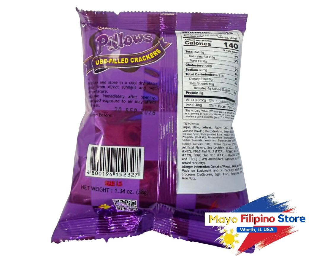 Oishi Pillows Ube Filled Crackers 38g