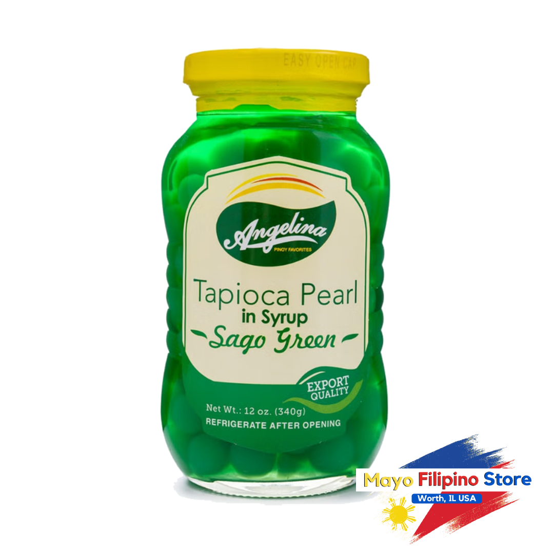 Angelina Tapioca Pearl in Syrup Sago Green 340g