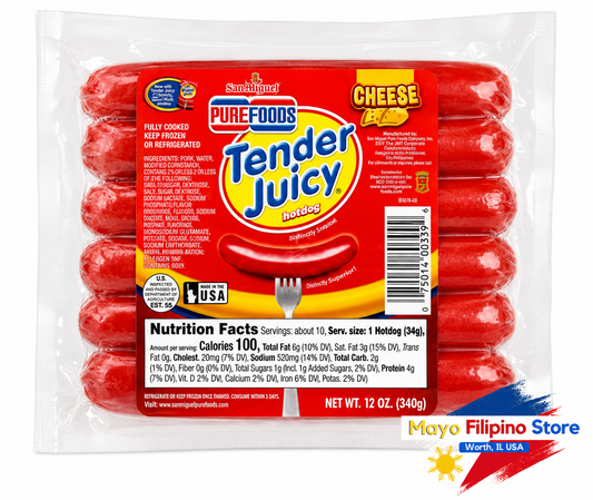 Purefoods Tender Juicy Hotdog Cheese 12oz