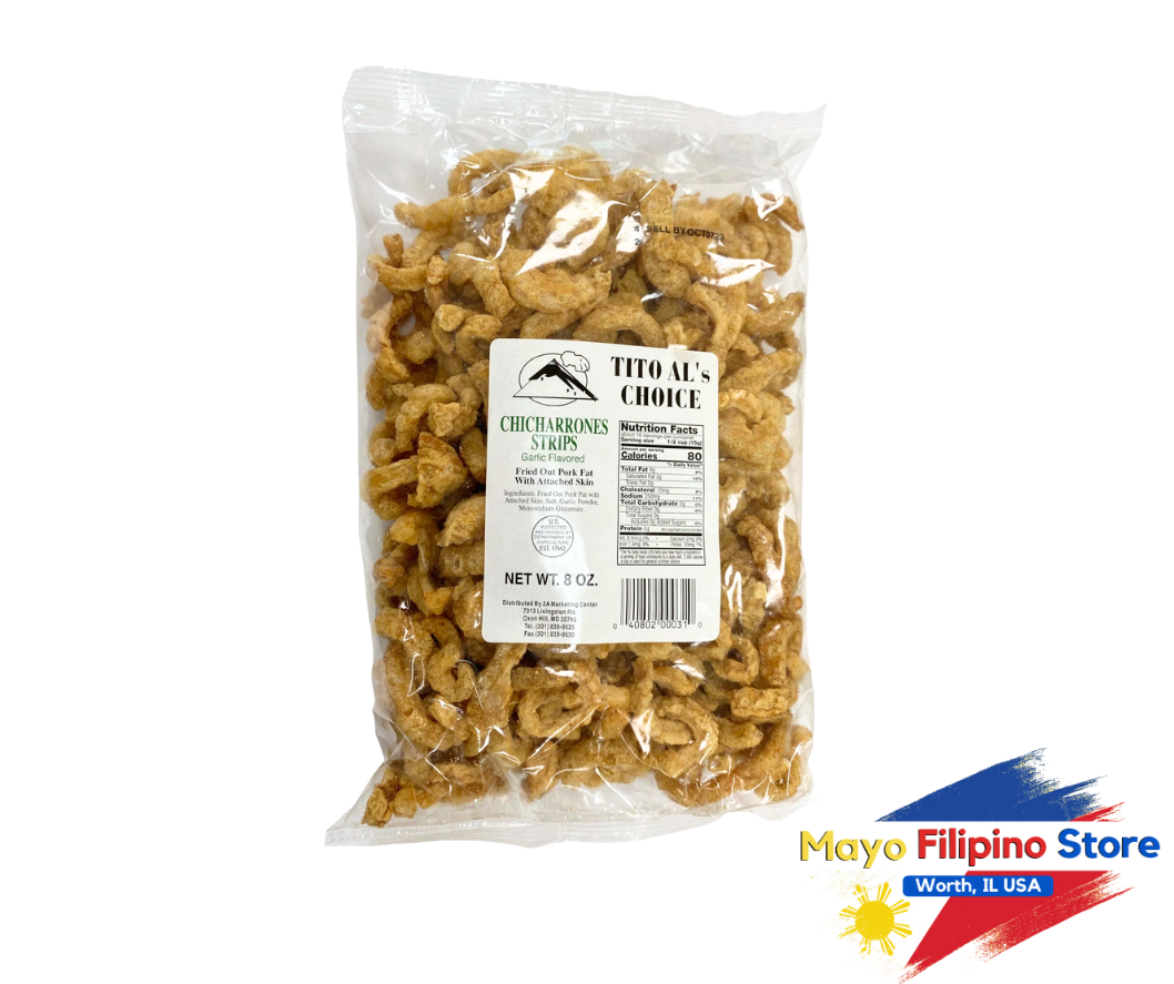Tito Als Pork Chicharrones Strips Garlic Flavored 8oz 227g