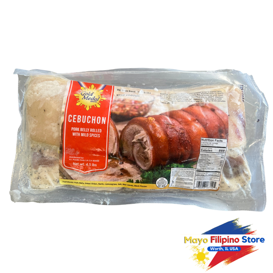 Gold Medal Brand Cebuchon Lechon Belly Ready to Cook Pork Belly Rolled with Mild Spices 4.5lbs