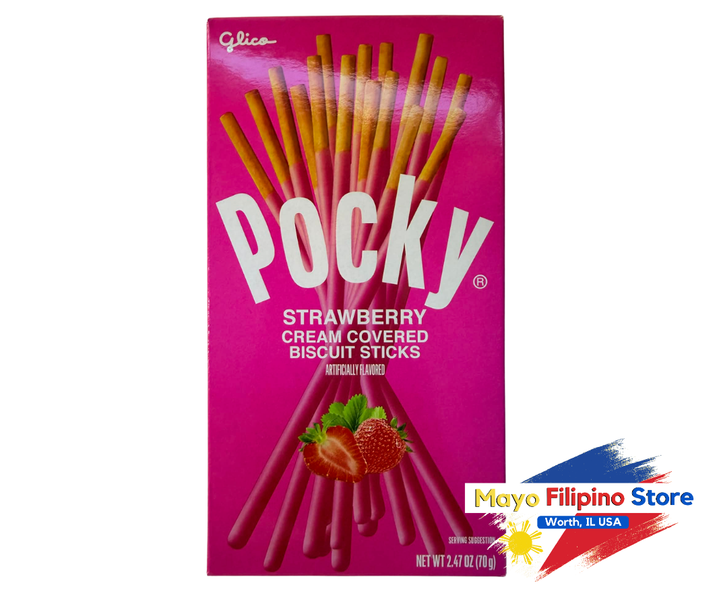 Glico Pocky Strawberry Cream Covered Biscuits Sticks 70g – Mayo ...