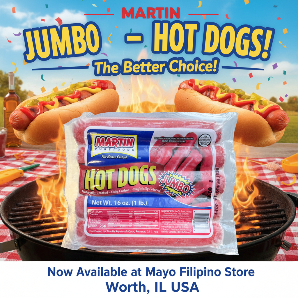 Pack of Martin Jumbo Hot Dogs with packaging label on a white background