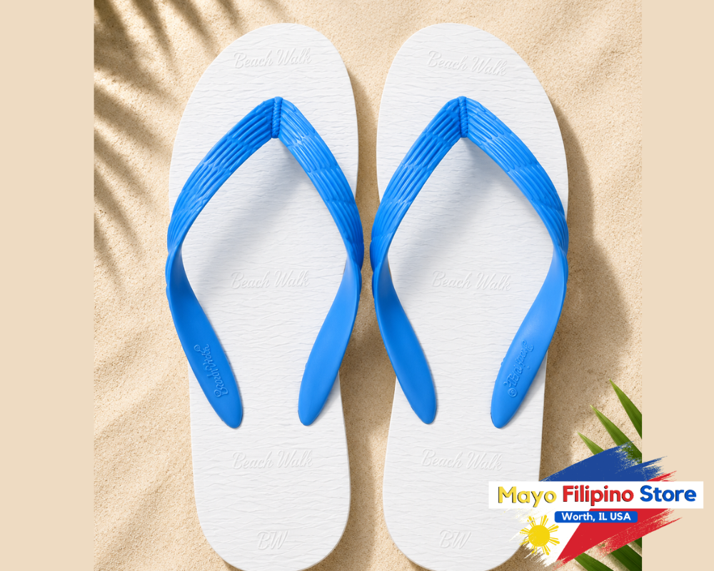 Beach Walk Tsinelas from Pilipinas White with Blue Straps 