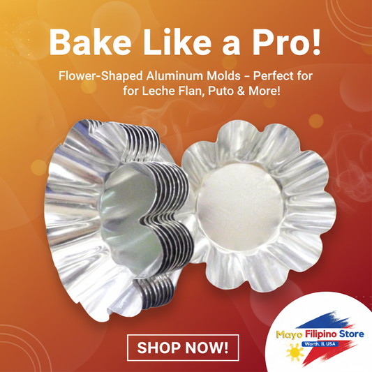 Metallic cupcake liners on a white background with 'Mayo Filipino Store' logo.