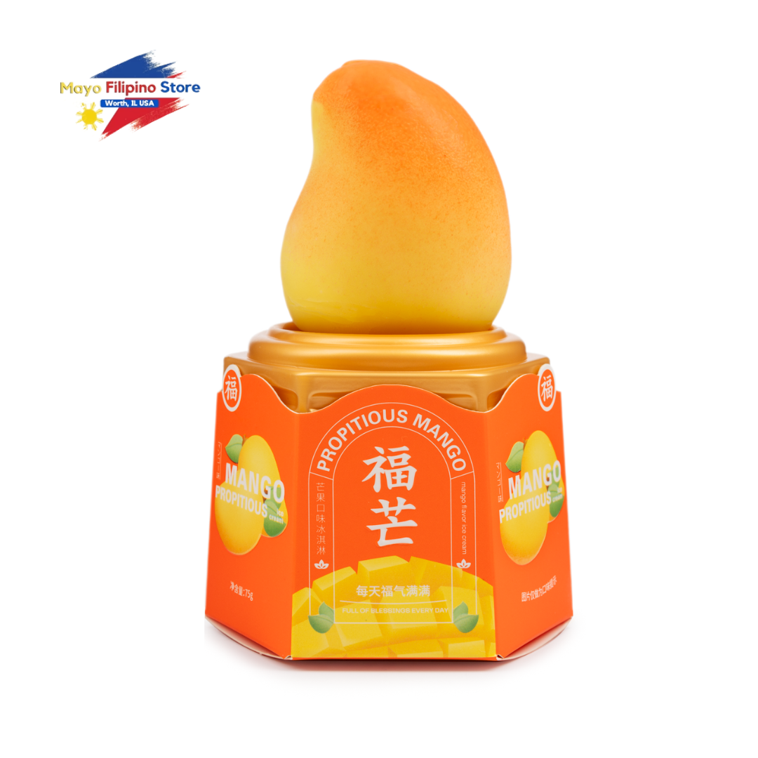 Mango-shaped product in an orange box with 'Mayo Filipino Store' branding on a white background.