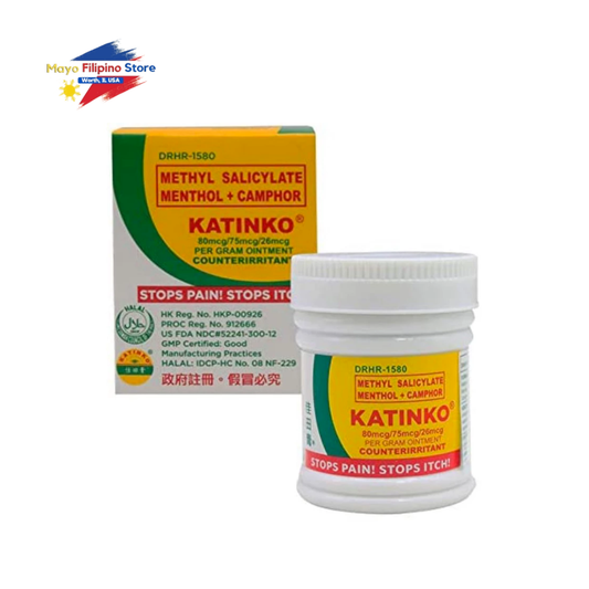 Katinko ointment packaging with yellow and white design on a white background