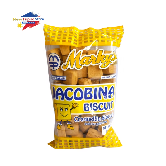 Packaged Jacobina Biscuit with yellow and white packaging on a white background