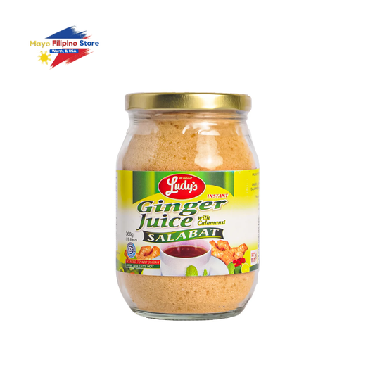 Jar of Lady's Ginger Juice with Calamansi on a white background
