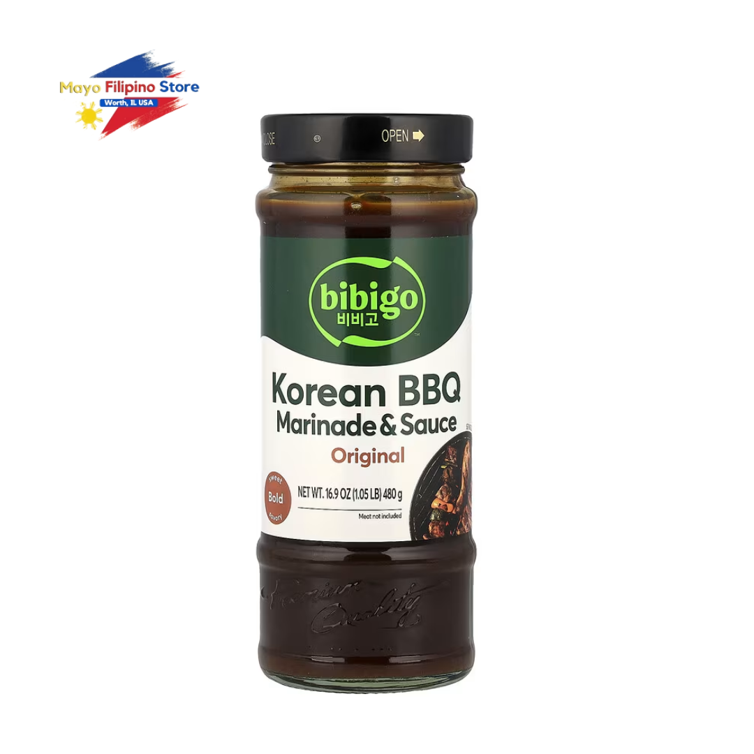 Bibigo Korean BBQ Marinade & Sauce jar on a white background