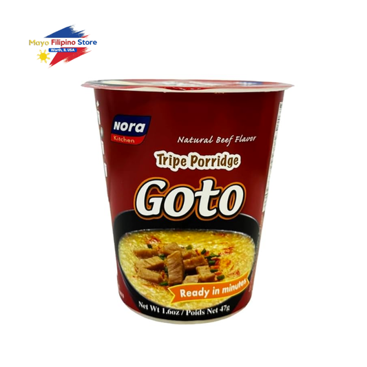 Cup of Nora Goto Tripe Porridge with visible branding on a white background