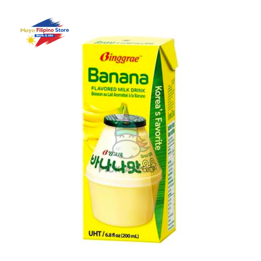 Box of Binggrae Banana Flavored Milk Drink on a white background