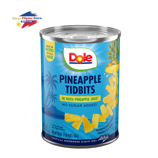 Dole Pineapple Tidbits in 100% Pineapple Juice No Sugar Added 567g