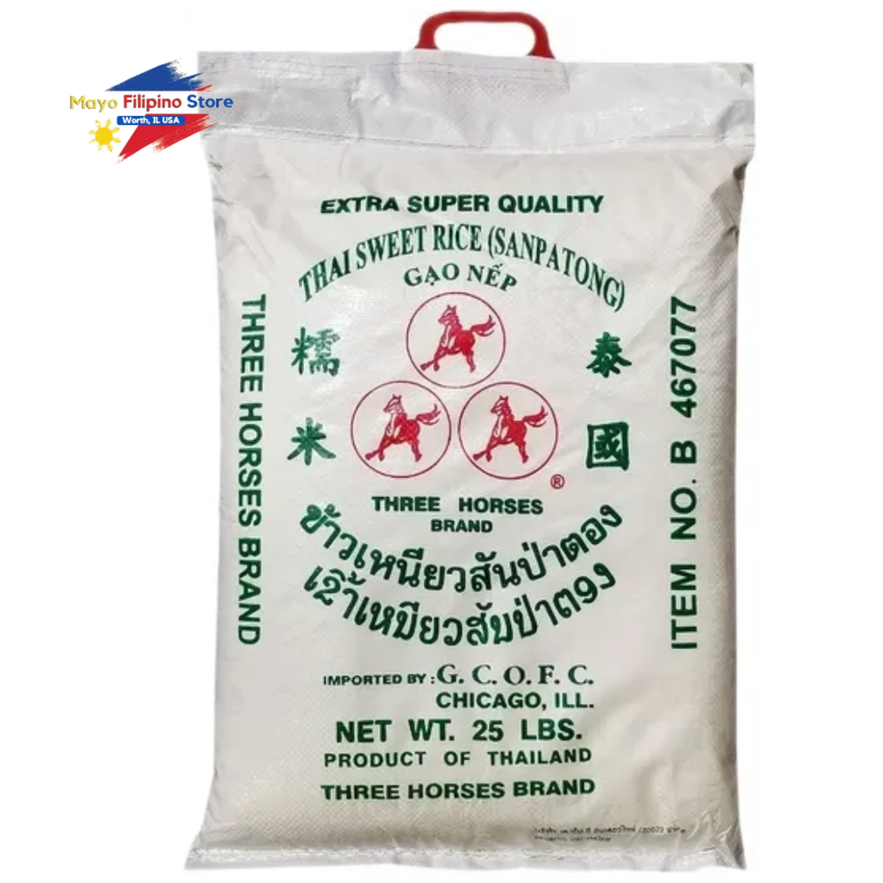 Three Horses Jasmine Sweet Rice (Malagkit) 25lb – Mayo Filipino Store