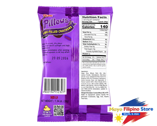 Oishi Pillows Ube Filled Crackers 38g