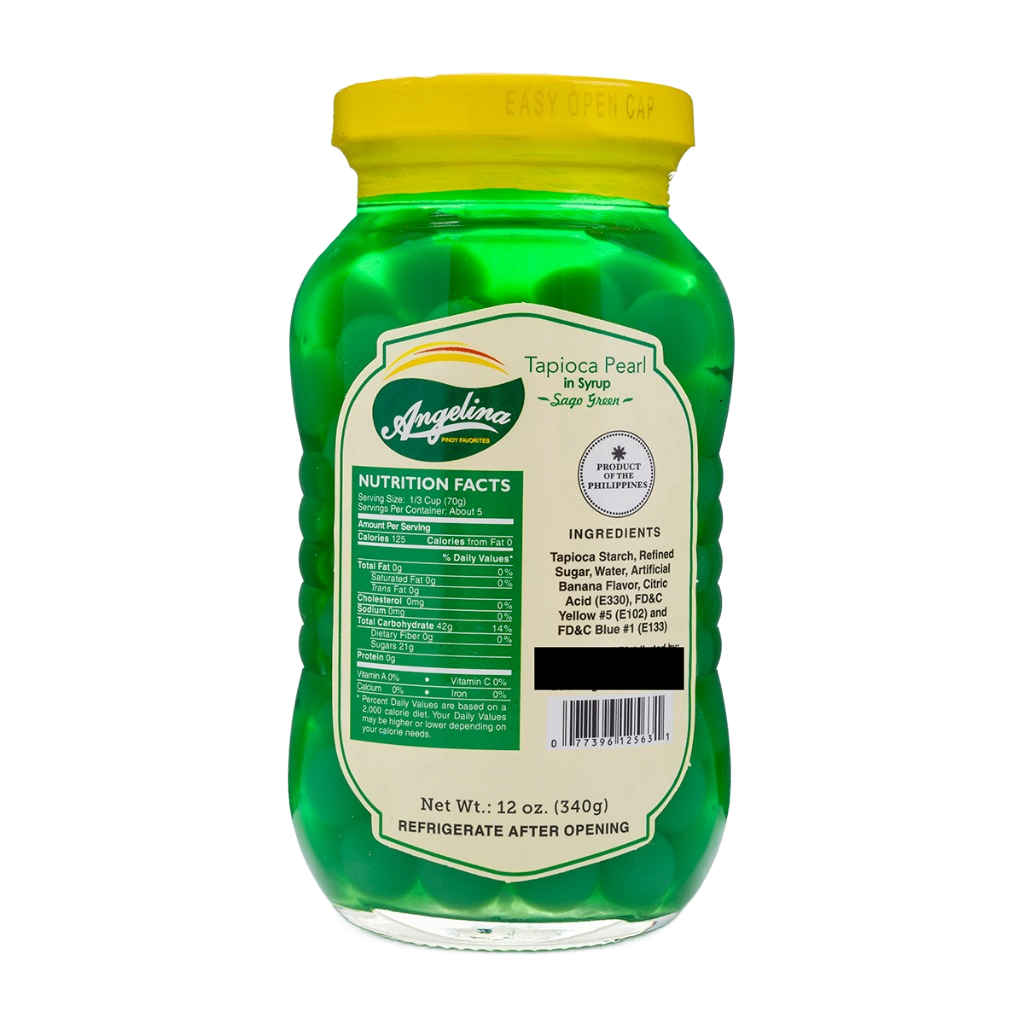 Angelina Tapioca Pearl in Syrup Sago Green 340g