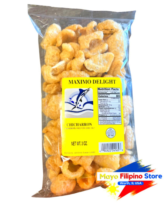 Maximo Delight Chicharrone Pork Skins Salt Added 3oz 28g Yellow